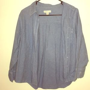 Coldwater creek button down faux jean shirt